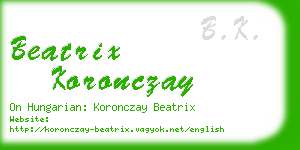 beatrix koronczay business card